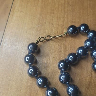 Vintage Hematite Hand Knotted Necklace - Thumbnail 5