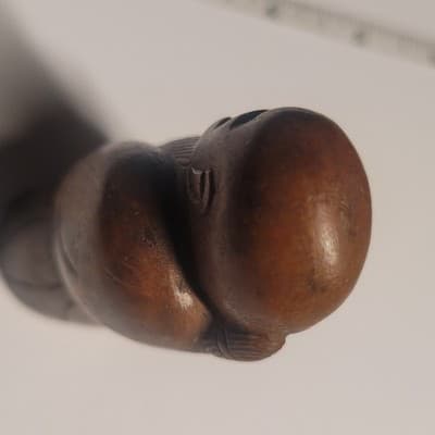 Vintage hand-carved wooden figurine Chinese scholar Netsuke Style Mini - Thumbnail 6