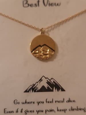 Dainty Mountain Necklace 18K Gold Dipped Pendant Inspirational Quote Card... - Thumbnail 2