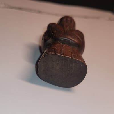 Vintage hand-carved wooden figurine Chinese scholar Netsuke Style Mini - Thumbnail 4