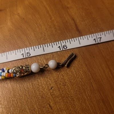 Vintage Hong Kong Multicolor Seed Bead Necklace | White Glass Beads | - Thumbnail 3