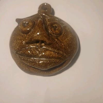 Vintage Style Ceramic Face ORNAMENT Pendant Primitive Folk Art Mask Brown Glaze - Image 1