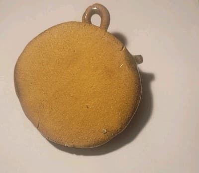 Vintage Style Ceramic Face ORNAMENT Pendant Primitive Folk Art Mask Brown Glaze - Thumbnail 3