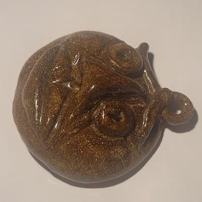 Vintage Style Ceramic Face ORNAMENT Pendant Primitive Folk Art Mask Brown Glaze - Thumbnail 5