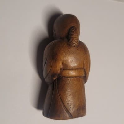 Vintage hand-carved wooden figurine Chinese scholar Netsuke Style Mini - Thumbnail 9