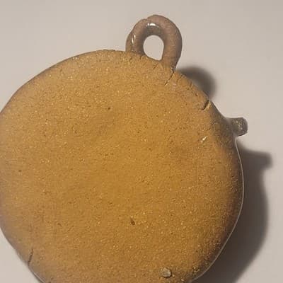 Vintage Style Ceramic Face ORNAMENT Pendant Primitive Folk Art Mask Brown Glaze - Thumbnail 4