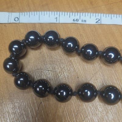 Vintage Hematite Hand Knotted Necklace - Thumbnail 8