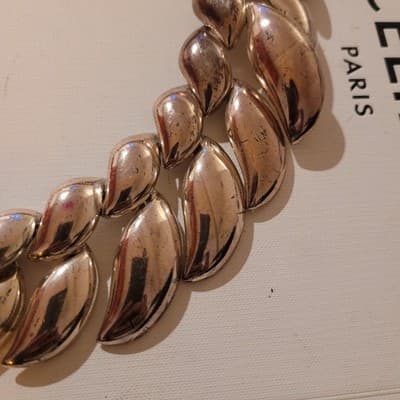 Vintage Napier Brushed Silver Tone Chunky Link Collar Necklace Signed Runway - Thumbnail 5