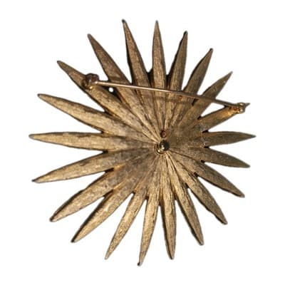 Vintage MCM Gold Tone Sunburst Brooch Mid Century Starburst Large 3" - Thumbnail 3