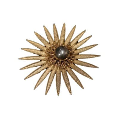 Vintage MCM Gold Tone Sunburst Brooch Mid Century Starburst Large 3" - Thumbnail 2