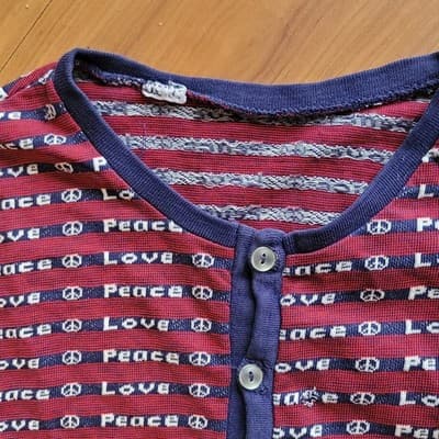 Counterculture Henley Shirt, “Peace / Love” Motif | United States, c. 1970s–1980 - Thumbnail 3