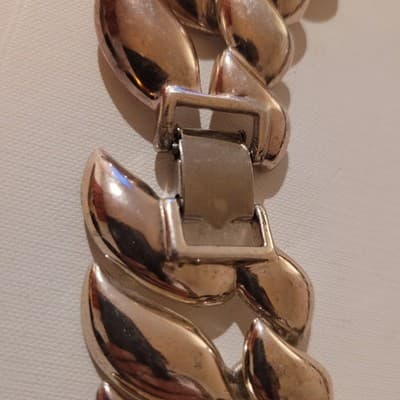 Vintage Napier Brushed Silver Tone Chunky Link Collar Necklace Signed Runway - Thumbnail 4