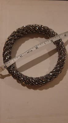 Vintage Silver Tone Mesh Bracelet Cut Metal Bangle 1970s DISCO - Thumbnail 5