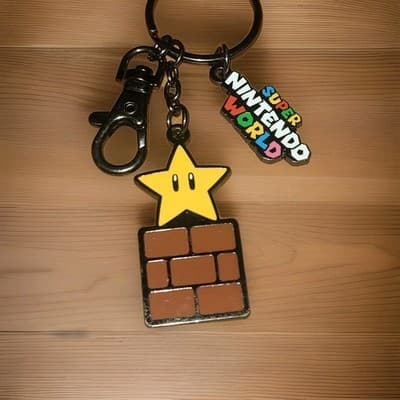 New Super Mario Star Block Enamel Keychain Nintendo World Universal Studios - Thumbnail 2