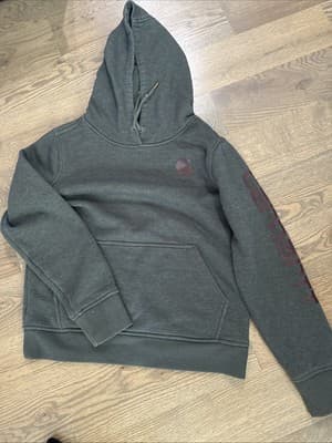 Carhartt Relaxed Fit Midweight Logo Sleeve Hoodie Sz Small 4-6 Army Green - Image 1