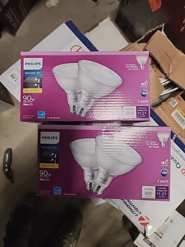 (Lot of 4) Philips Flood Light Bulb 90-Watt 3000K Dimmable Energy Saving Clear - Image 1