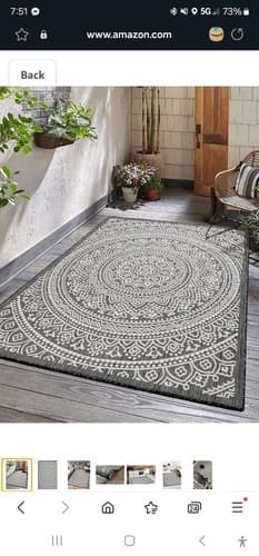 Outdoor Indoor Area Rug Weather Resistant Easy to Clean Stain Resistant Floor... - Image 1