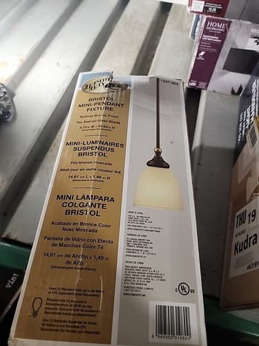 HAMPTON BAY Bristol Mini 1 Light Pendant Nutmeg Bronze Tea-Stained Shade NEW - Image 1