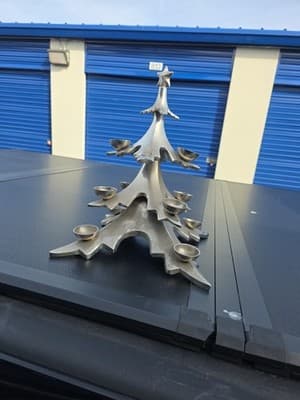 Retired 14” Pottery Barn Silver Christmas Tree 12 Pc Candle Holder candelabra - Thumbnail 2