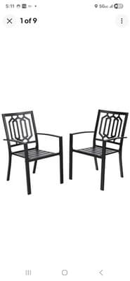 Patio Dining Chairs Set of 2 Metal Outdoor Bistro Stackable Chairs Heavy Duty