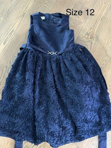 Kids Girls Dark Blue Dress Size 12 Sleeveless - Image 1