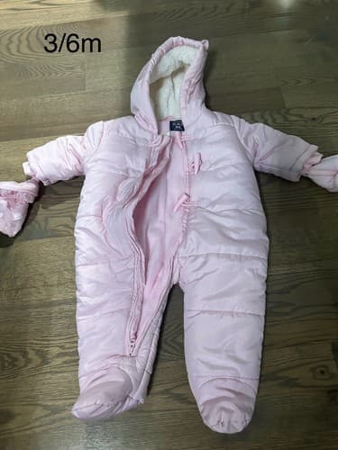 Children’s Place Snowsuit Pink Size 3-6 Months Infant Girl Zip Up Hood - Image 1