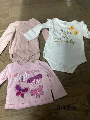 Baby Girl Long Sleeve Shirts/one Piece Size 9/12 Months - Image 1