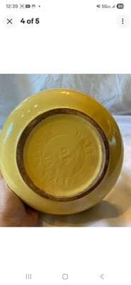 Vintage Watt Pottery #96 Yellow & Brown Drip Covered Casserole Dish 9" - Thumbnail 4
