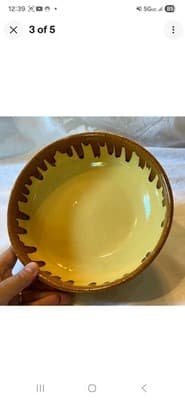 Vintage Watt Pottery #96 Yellow & Brown Drip Covered Casserole Dish 9" - Thumbnail 3