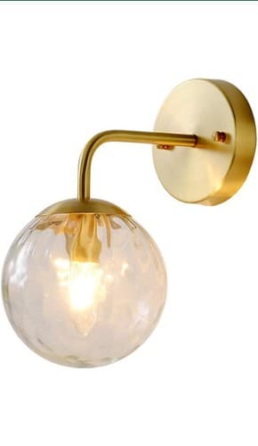Modo Lighting Modern1-Light Glass Globe Wall Sconce Brass Wall Lighting - Image 1