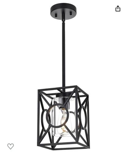 VINLUZ Farmhouse Pendant Lighting Fixture,1 Light in Black Finish Chandelier - Image 1
