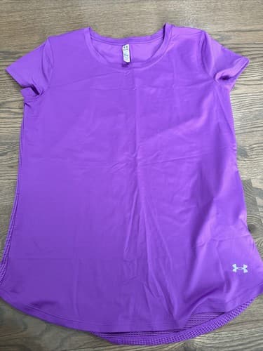 Under Armour Shirt Womens M Purple Short Sleeve Athletic Logo - Image 1