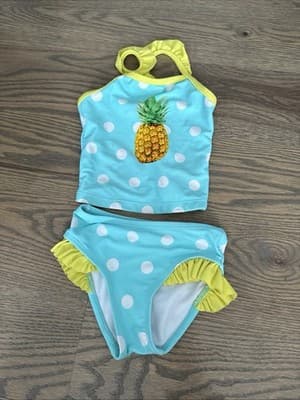 Circo Blue & Yellow Polka Dot 2PC Swimsuit / Bathing Suit Size 18m - Image 1
