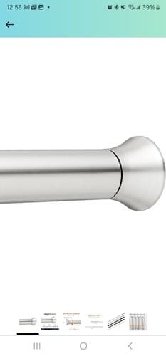 Amazon Tension Shower Curtain Rod Adjustable 36-54" Width NICKEL Classic Finial - Image 1