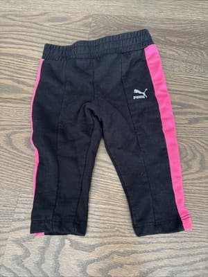 Puma Girl's Jogger Side Stripe Sweatpants Black Size 12 Months - Image 1