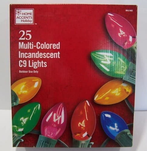 Home Accents Holiday 25 Multicolored Incandescent C9 Lights 24ft - Image 1