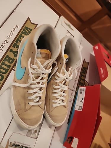Nike Blazer Mid '77 SE Suede Desert Ore Tan Blue FJ4414-200 Men's New - Thumbnail 3