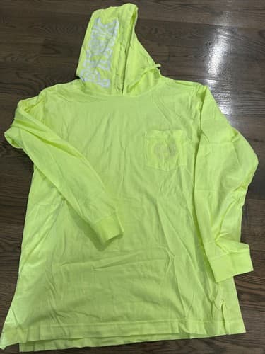 Victorias Secret PINK Womens Neon Yellow Long Sleeve T-Shirt Hoodie Size Small - Image 1