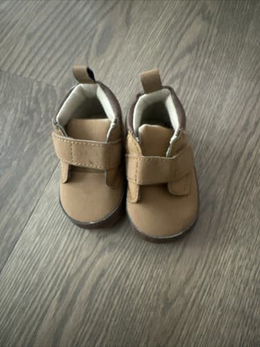 First Step Infant Booties High Top Crib Shoes Size 0-3 Months Brown - Image 1