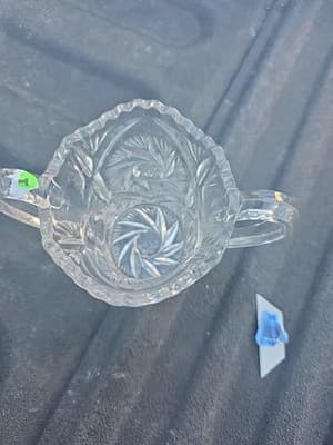 Vintage 2 Handles Glass Sugar Dish - Thumbnail 3
