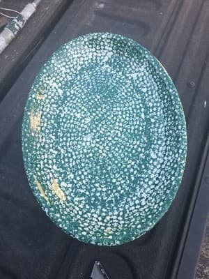 Roma Italy Spongeware Green Serving Platter Hand painted 19” X 13” - Image 1
