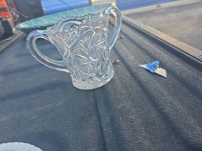 Vintage 2 Handles Glass Sugar Dish - Image 1