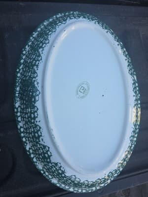 Roma Italy Spongeware Green Serving Platter Hand painted 19” X 13” - Thumbnail 3
