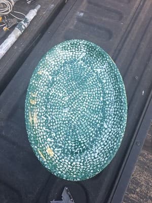 Roma Italy Spongeware Green Serving Platter Hand painted 19” X 13” - Thumbnail 2