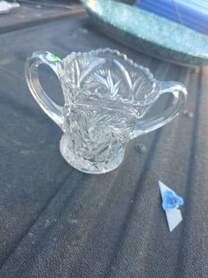 Vintage 2 Handles Glass Sugar Dish - Thumbnail 2