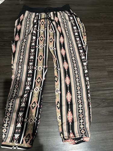 Ultra Flirt Women's Large Black & Pink Stripe Pants - Image 1