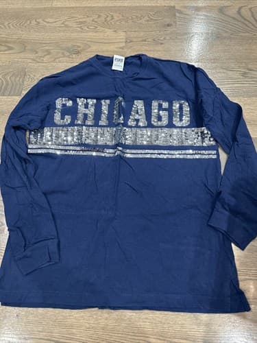 Victoria's Secret PINK Long Sleeve Shirt Size Small Navy Chicago - Image 1