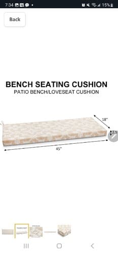 LOVTEX Outdoor Bench Cushion 45" x 18" x 2.5"- Outdoor/Indoor Water Resistant... - Image 1