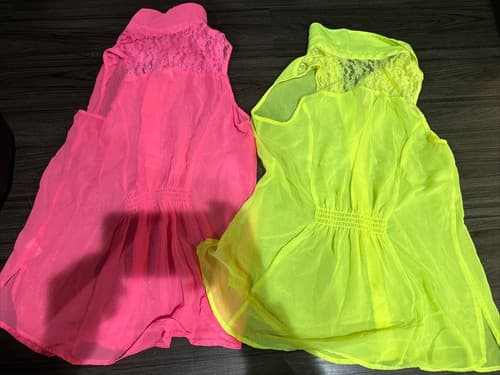 No Boundries Women’s blouse shirt Lace Back Size Medium (7-9) Neon 2 Pack - Thumbnail 2