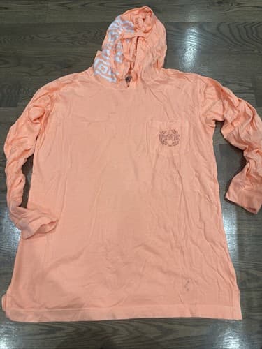 Victorias Secret PINK Womens Orange Long Sleeve T-Shirt Hoodie Size Small - Image 1
